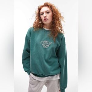 TOPSHOP Graphic Embroidered Vintage Crewneck Sweatshirt